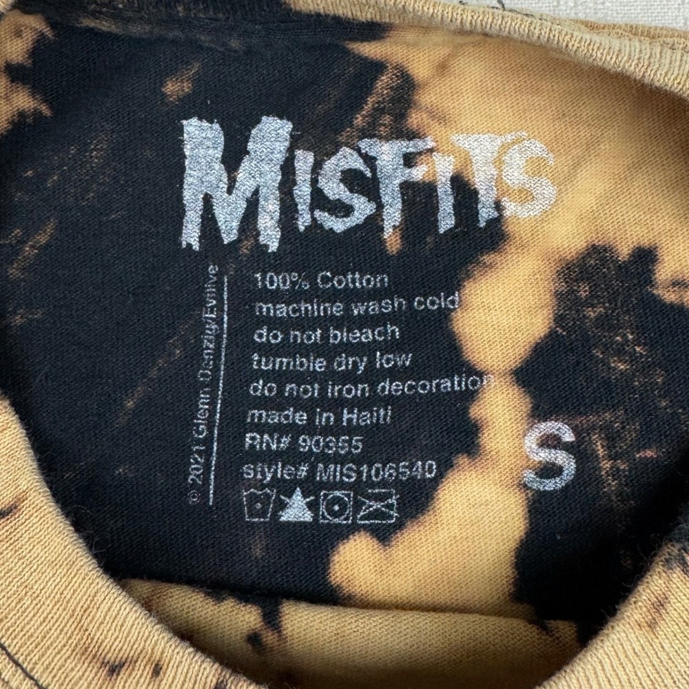 Misfits Bleach Tie Dye T-Shirt Graphic Tee‎ Band Merch Skull Goth Grunge Small - Picture 3 of 5